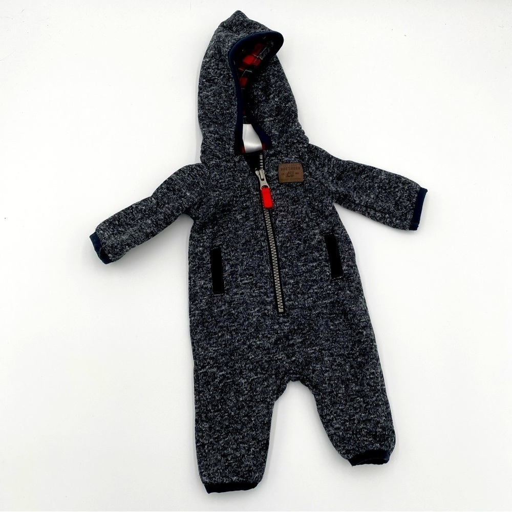 Carter's Little Baby Boy One Piece Jumpsuit Zip Up Hooded Onesie Newborn‎ NB 0M